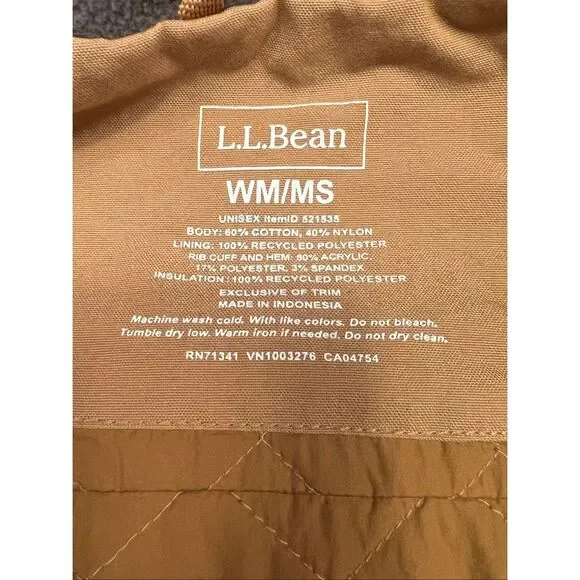 LL Bean Khaki Workwear Jacket with quilted lining Unisex Mens Small Wmns Medium
